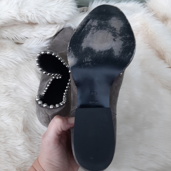 Alexander Wang Gray Ankle Boots with Silver Studs and Signature Heel - Picture 9 of 9
